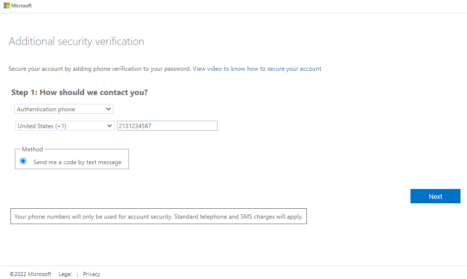 additional security verification step 1 screenshot